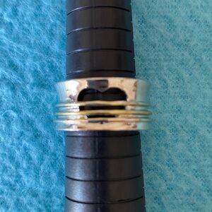 LOVE heart cut out wide band boho style wrap ring silver gold color size 9